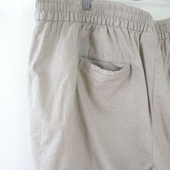 Lane Bryant Size 24 Linen Blend Slim Ankle Mid Rise Elastic Waist Beige - Picture 7 of 9